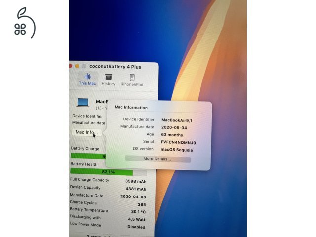 MacBook air 13,3 4 mag, i5, 8gb, 250 Gb, 2020.