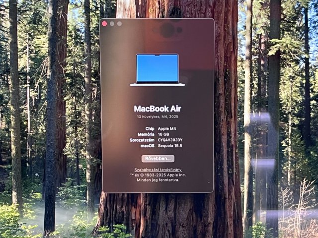 Hibátlan MacBook Air 2025 13″ M4 256GB 2 ÉV Garanciával Számlával 100% Aksi