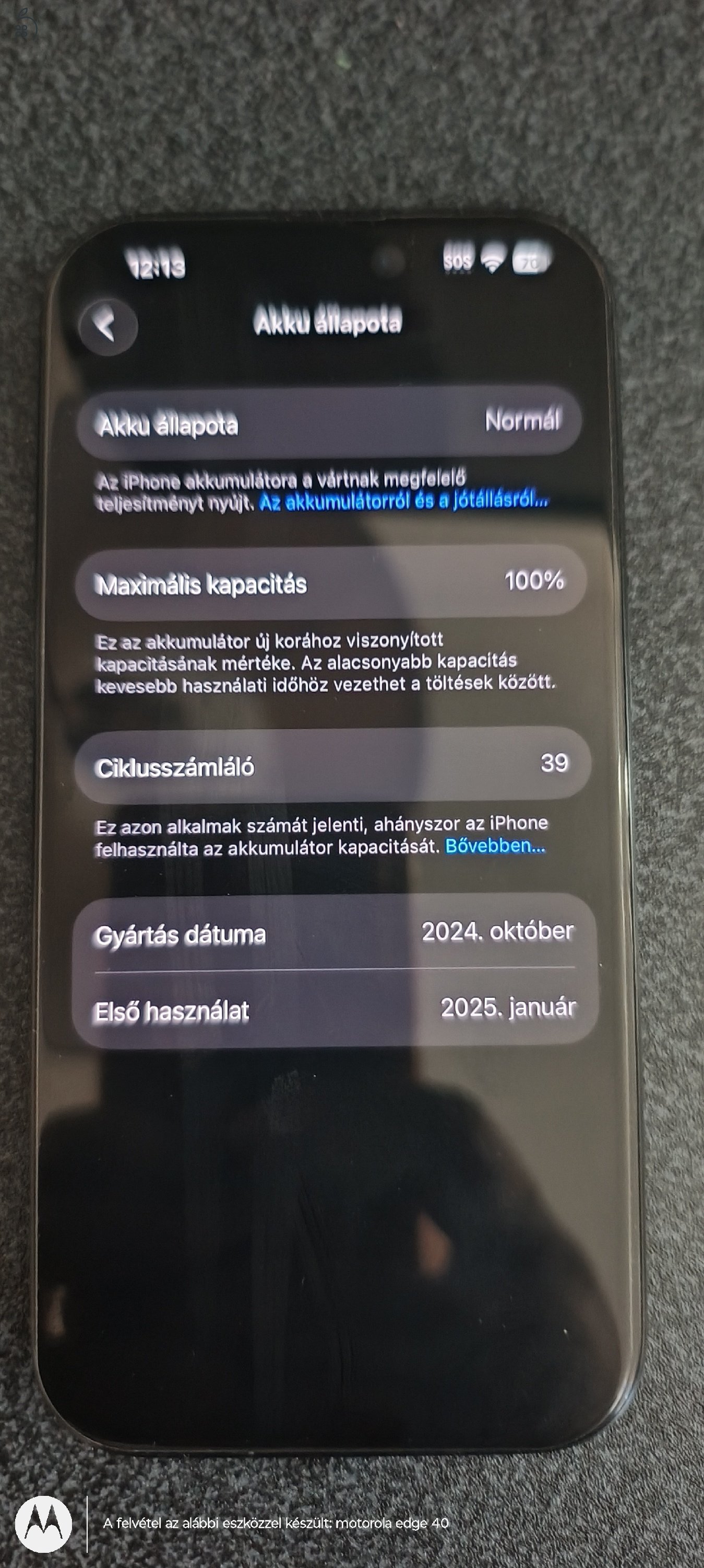 Iphone 16 Pro black titanium,128 gb gyonyoru allapotban,fuggetlen,Apple garanciaval