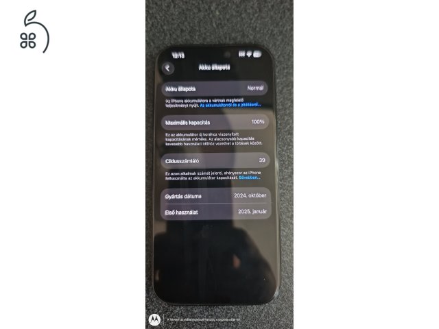 Iphone 16 Pro black titanium,128 gb gyonyoru allapotban,fuggetlen,Apple garanciaval