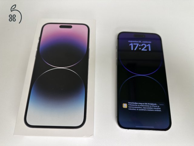 Üzletből, garanciával, iPhone 14 Pro Max 512 Lila, újszerű állapot, doboz, kábel