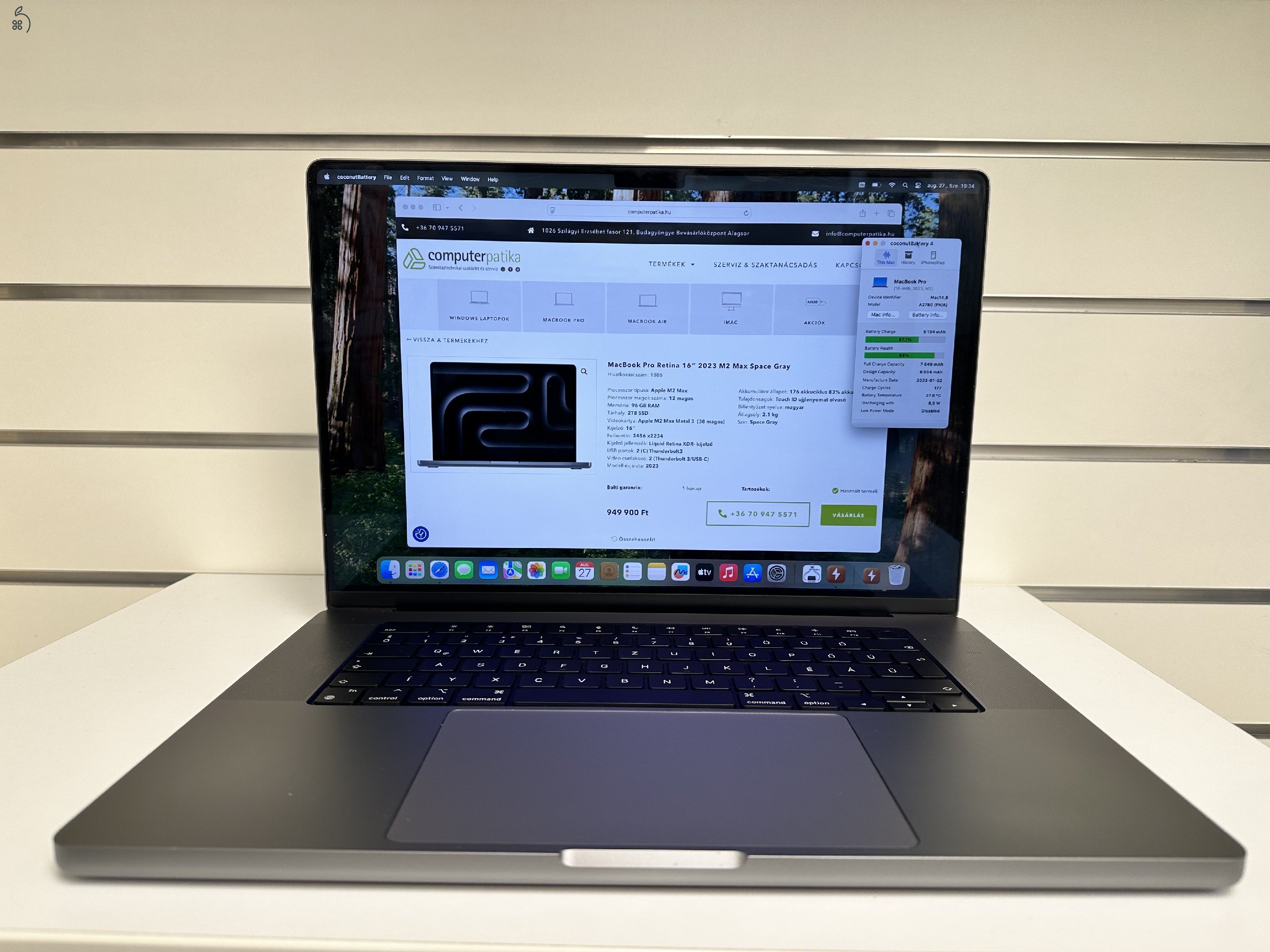 Üzletből, garanciával, MacBook Pro Retina 16″ M2 Max 96GB RAM/38Mag GPU/2TB SSD Space Gray