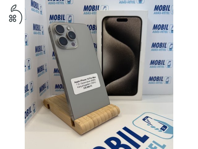 Apple iPhone 15 Pro Max 256GB, Kártyafüggetlen, 1 Év Garanciával