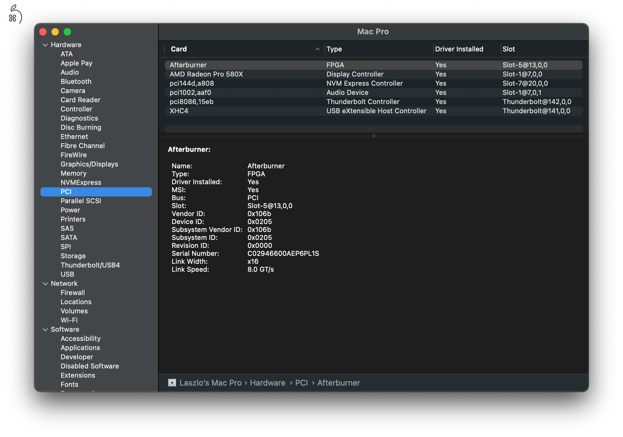 Mac Pro 2019 / 3,5 GHz 8Core / 32GB RAM / 1TB SSD / AMD 580X / AfterBurner