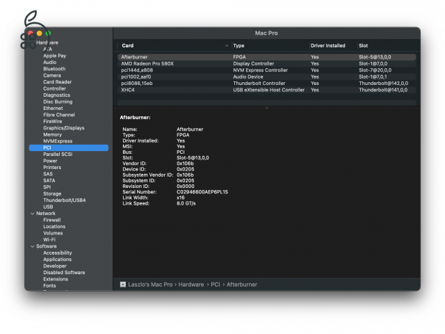 Mac Pro 2019 / 3,5 GHz 8Core / 32GB RAM / 1TB SSD / AMD 580X / AfterBurner