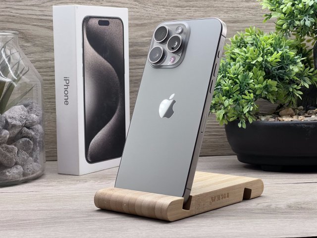iPhone 15 Pro Max Natural Titanium 256GB 2 ÉV Garanciával Számlával 90% Aksi