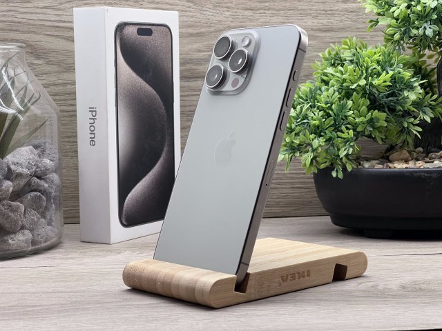 iPhone 15 Pro Max Natural Titanium 256GB 2 ÉV Garanciával Számlával 90% Aksi