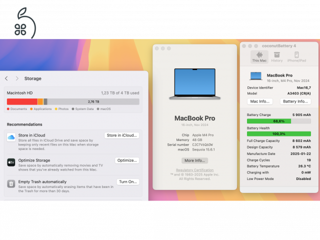 MacBook Pro 16 - M4 Pro - 4 TB SSD / 48 GB - 2025 - újszerű