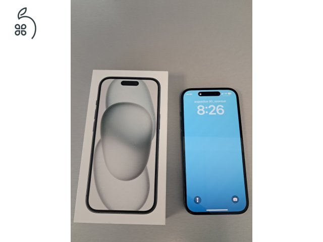 Iphone 15 Black 128 GB dobozos, garanciás, 100% akku
