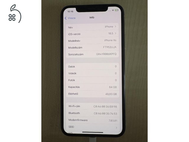 Rendkívül megkímélt iPhone XS 64GB gyári független, cserélt akkuval
