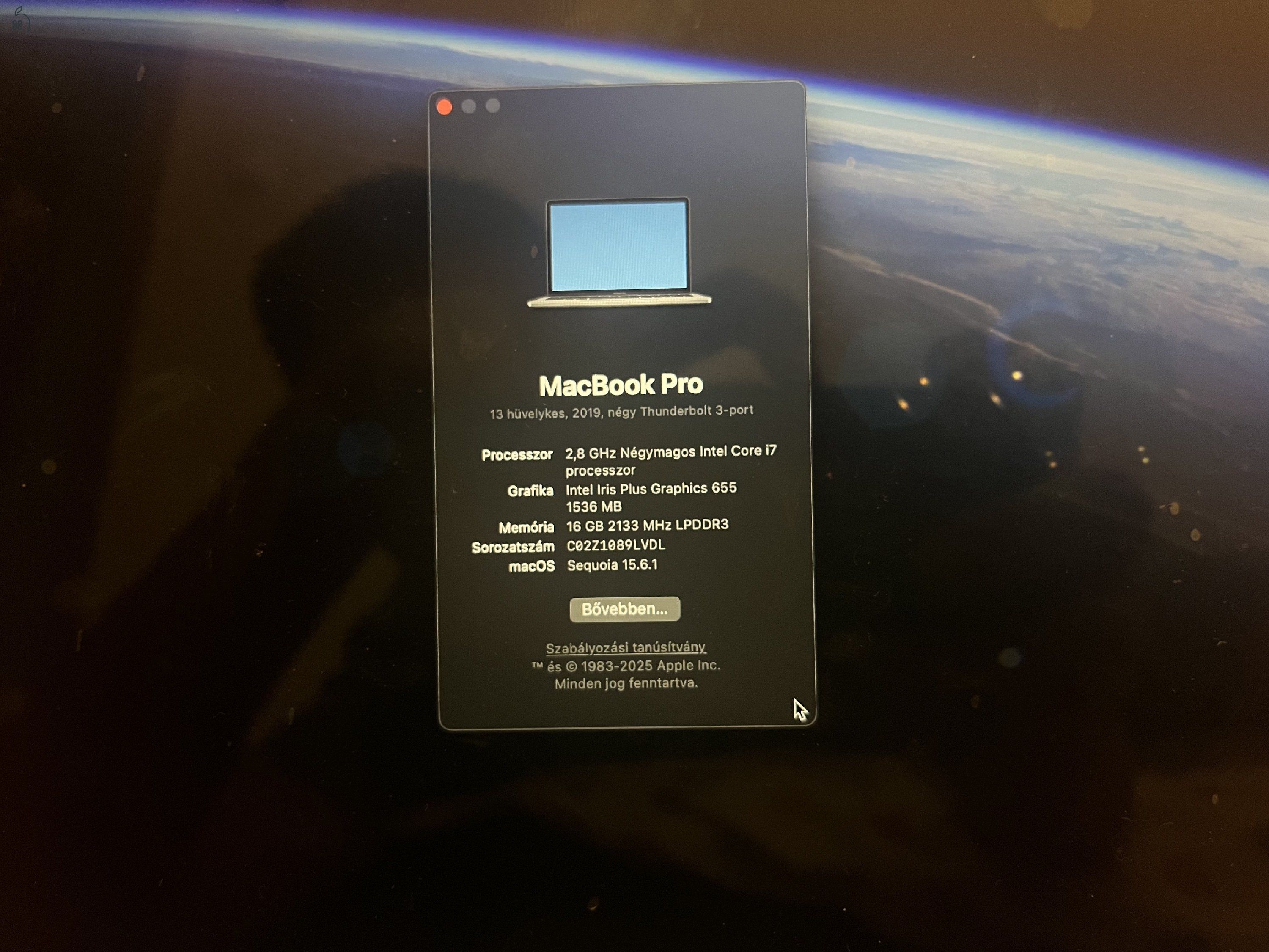 Eladó MacBook PRO early 2019 1TB/16GB RAM