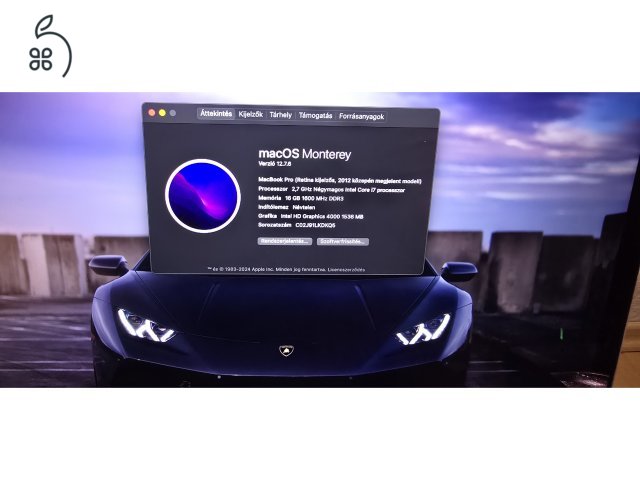 Eladó MacBook Pro 15” (Mid 2012, MacBookPro10,1) új akkuval