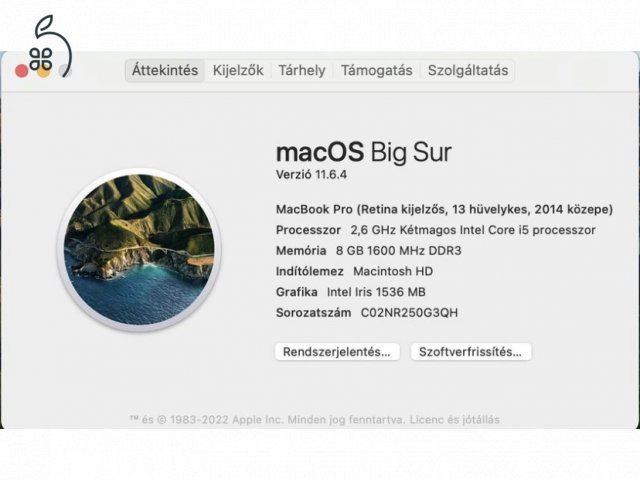 MacBook Pro 13” Retina (2014, i5, 8GB RAM, 125GB SSD)