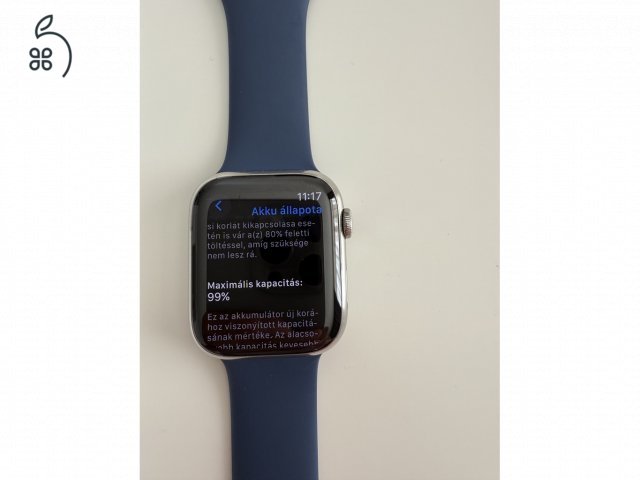 Apple Watch Series 9, 45 mm – ezüst rozsdamentes acél, garanciás, GPS+LTE változat