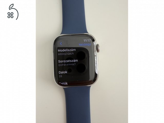 Apple Watch Series 9, 45 mm – ezüst rozsdamentes acél, garanciás, GPS+LTE változat