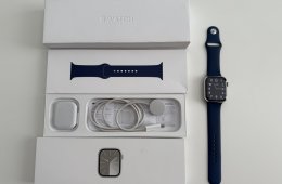Apple Watch Series 9, 45 mm – ezüst rozsdamentes acél, garanciás, GPS+LTE változat