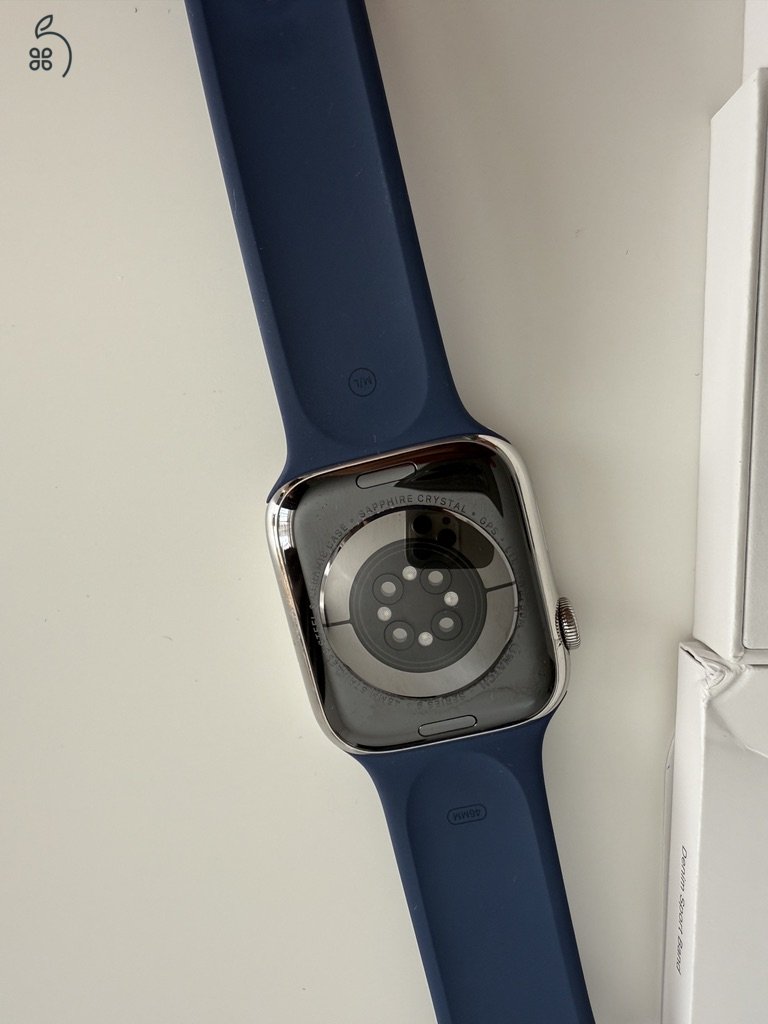 Apple Watch Series 9, 45 mm – ezüst rozsdamentes acél, garanciás, GPS+LTE változat