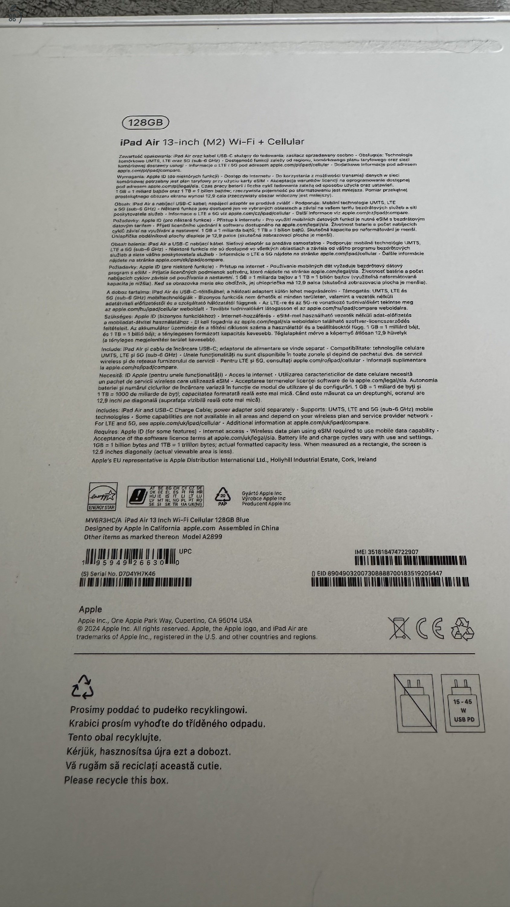 iPad Air 2024 (M2) 13” WiFi+Cellular 128 GB & Apple Pencil Pro