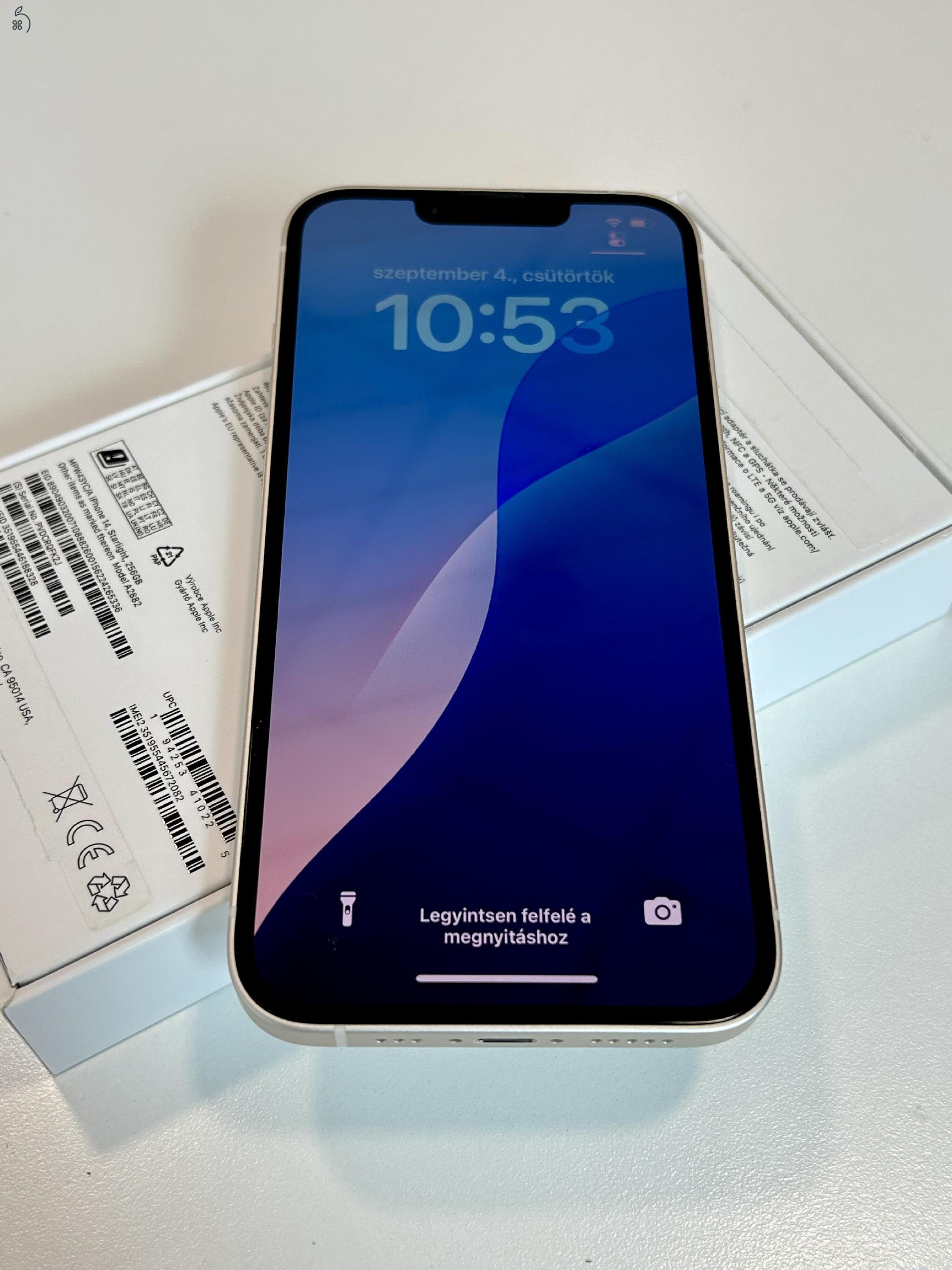 Újszerű iPhone 14 Starlight 256GB! Független 3Hó Gar + Beszámítás! 