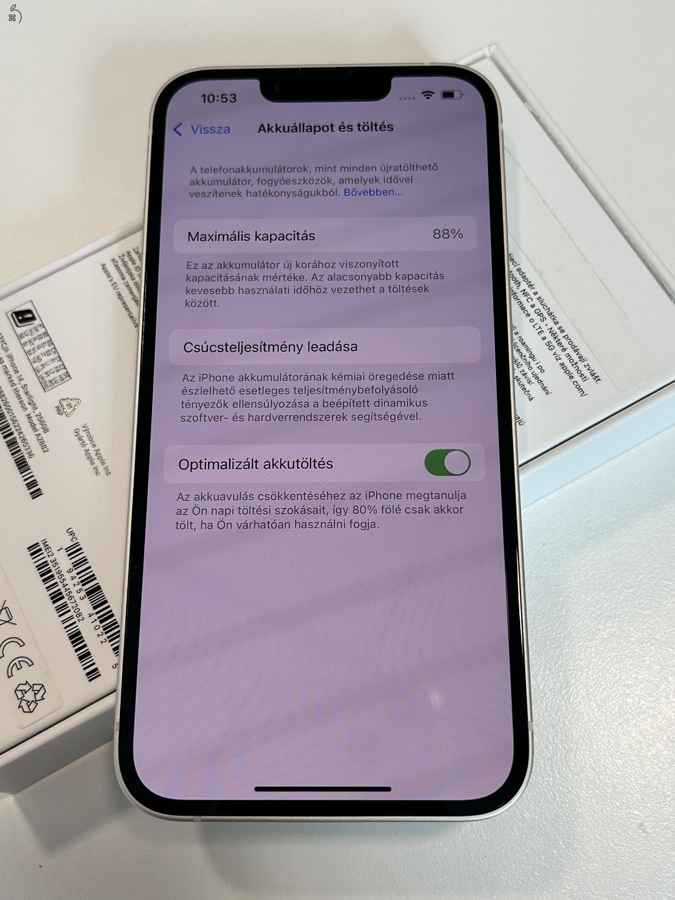Újszerű iPhone 14 Starlight 256GB! Független 3Hó Gar + Beszámítás! 