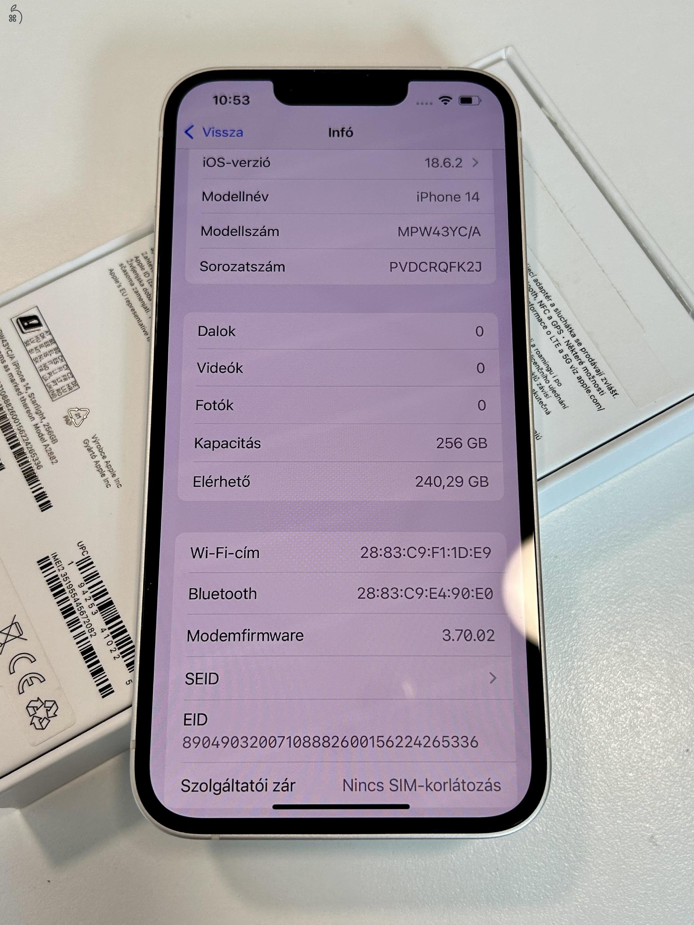 Újszerű iPhone 14 Starlight 256GB! Független 3Hó Gar + Beszámítás! 