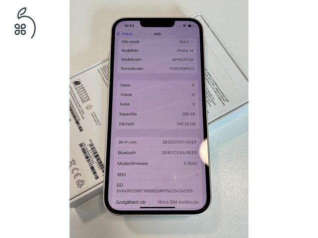 Újszerű iPhone 14 Starlight 256GB! Független 3Hó Gar + Beszámítás! 