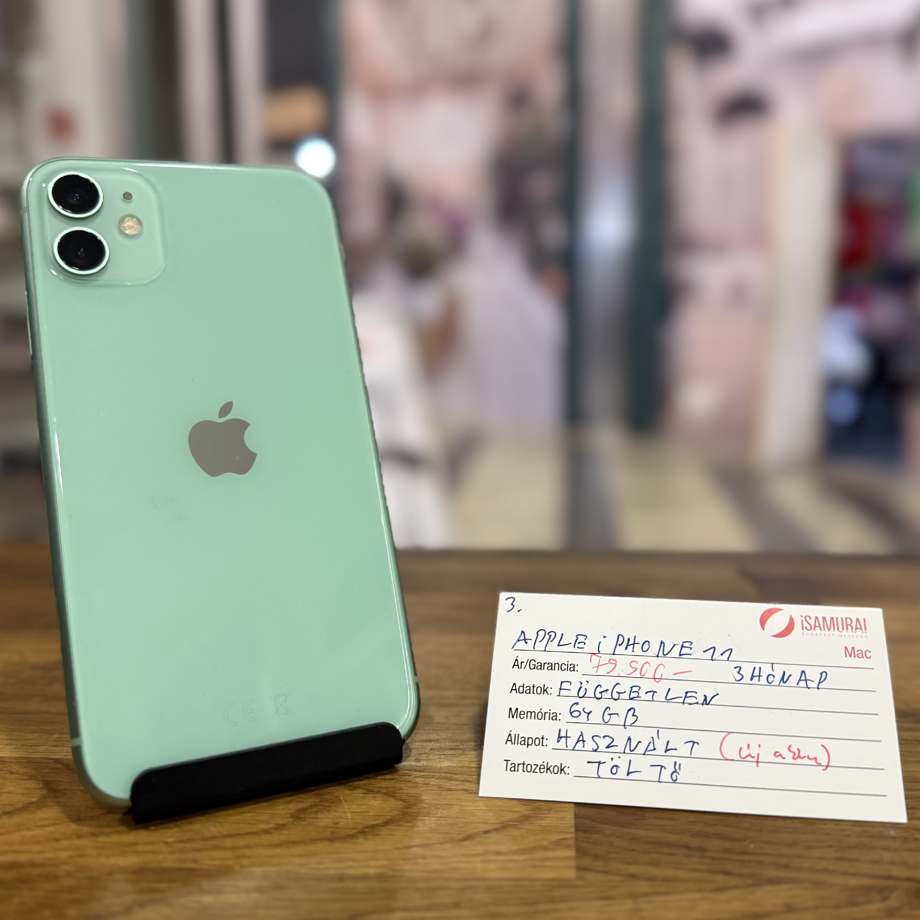3. Apple iPhone 11  - 64 GB - Zöld - Független-ÚJ Akku