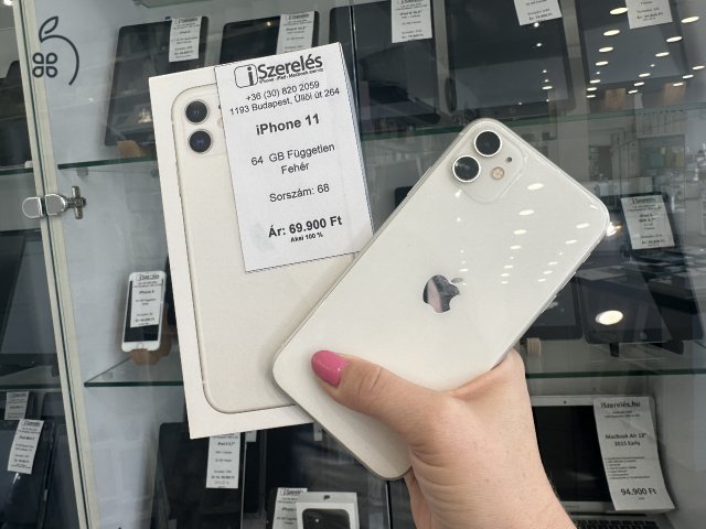 iPhone 11 64GB független fehér akku 100% garanciával (68) iSzerelés.hu
