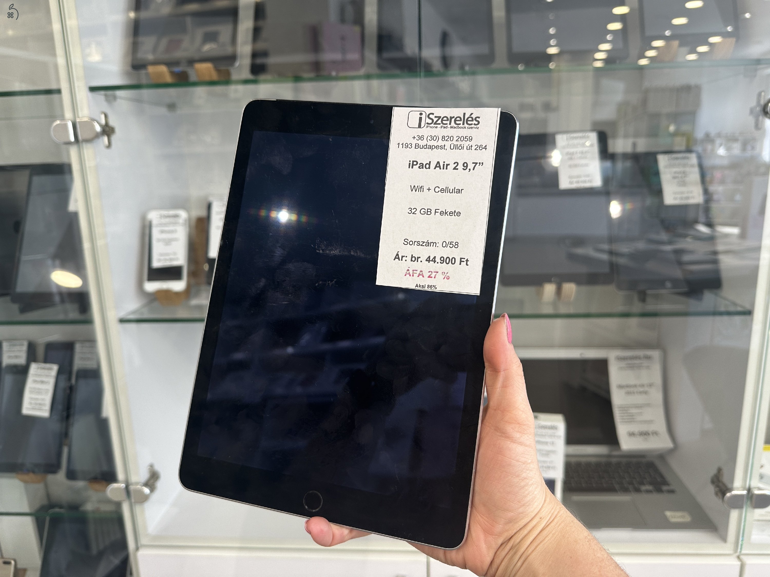 BRUTTÓ SZÁMLÁS | iPad Air 3 32GB Wifi + Cellular akkumulátor 86% (0/58)  
