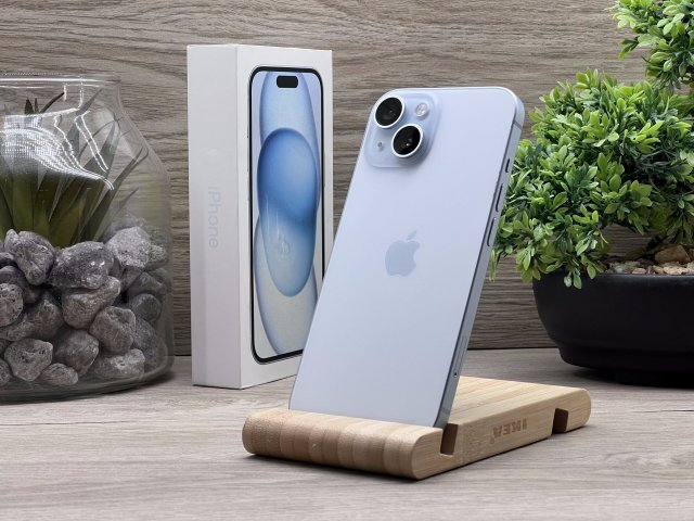 Hibátlan iPhone 15 Blue 128GB 2 ÉV Garanciával Számlával 93% Aksi