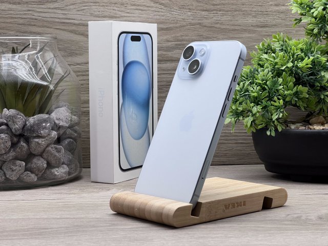 Hibátlan iPhone 15 Blue 128GB 2 ÉV Garanciával Számlával 93% Aksi