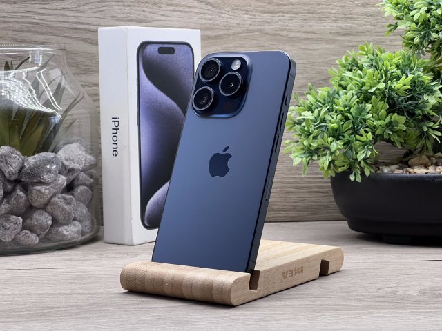 Hibátlan iPhone 15 Pro Blue Titanium 128GB 2 ÉV Garanciával Számlával 92% Aksi