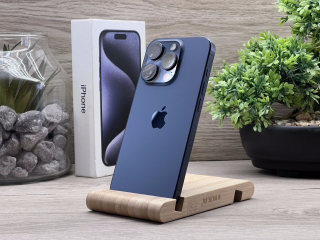 Hibátlan iPhone 15 Pro Blue Titanium 128GB 2 ÉV Garanciával Számlával 92% Aksi