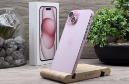 Hibátlan iPhone 15 Pink 128GB 2 ÉV Garanciával Számlával 93% Aksi
