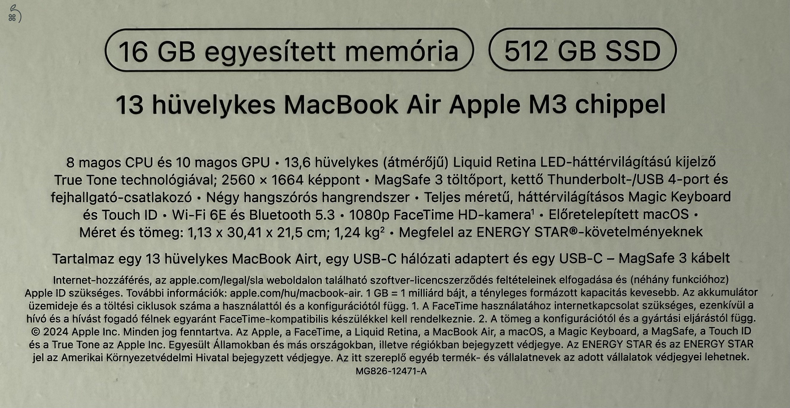 Macbook Air 13 M3 16GB RAM 512GB SSD