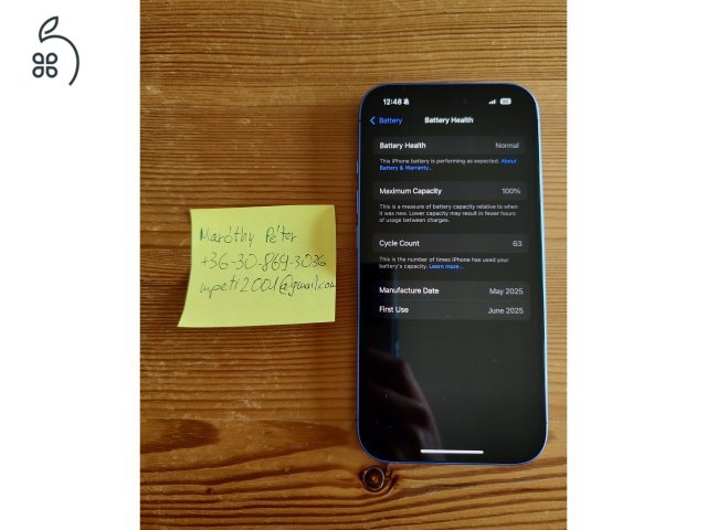 Eladó újszerű Iphone 16 256 Gb tárhellyel, Ultramarin kék színben