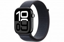 Apple Watch Series 10, 46mm Cellular Jet Black, Aluminium Case with Ink Sport Loop