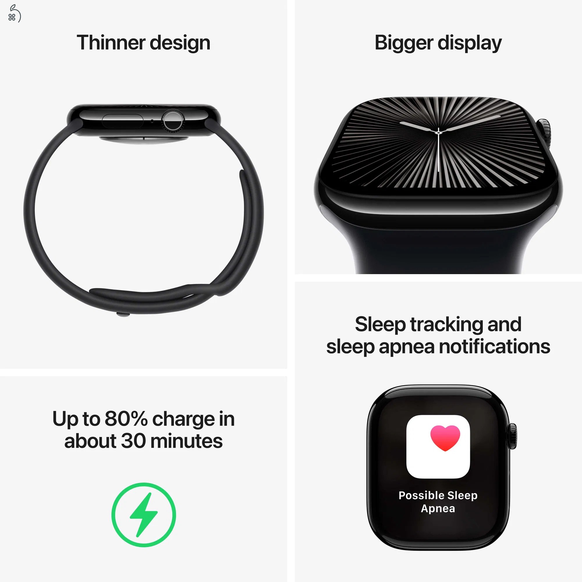 Apple Watch Series 10, 46mm Cellular Jet Black, Aluminium Case with Ink Sport Loop