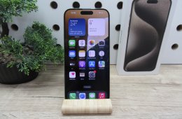Apple iPhone 15 Pro Max – Natural Titanium – Titán dizájn, 5× optikai zoom – 256 GB – Használt, szép állapot – 3 hónap garanciával