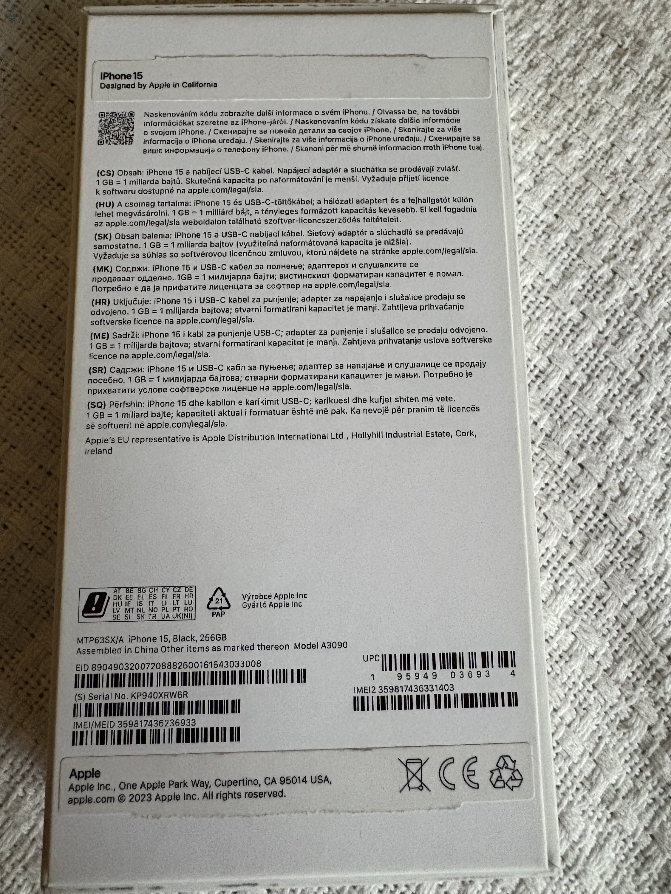 Kítűnő állapotban Iphone 15 256 GB