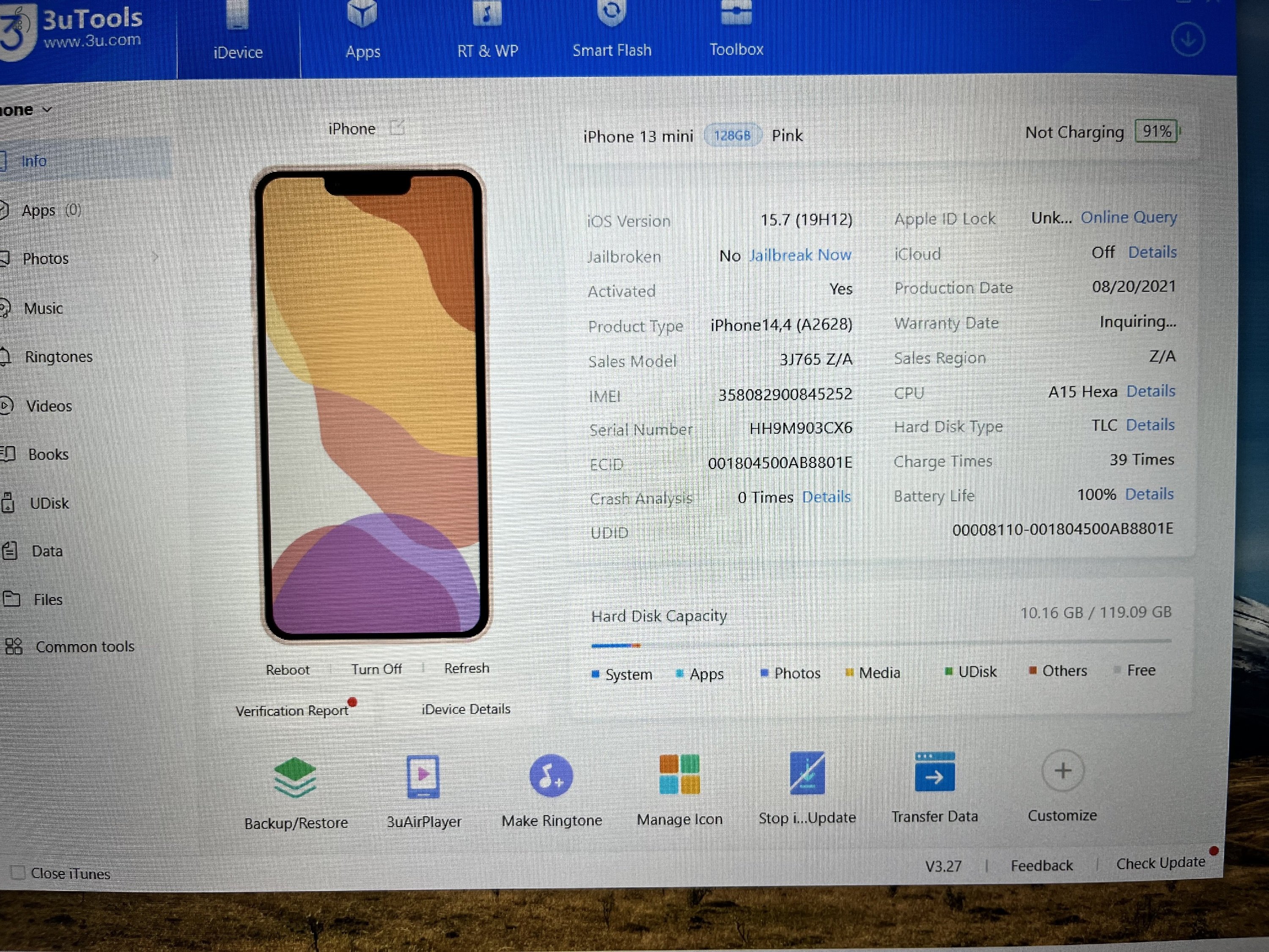 iPhone 13 Mini 128GB Új állapot! 39 töltési ciklus!