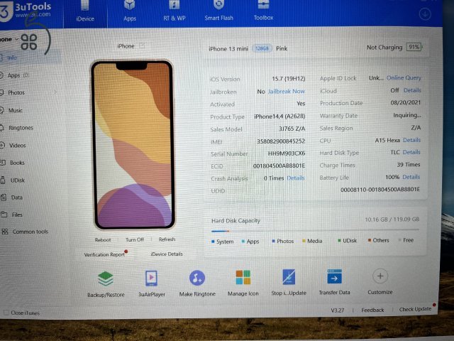 iPhone 13 Mini 128GB Új állapot! 39 töltési ciklus!
