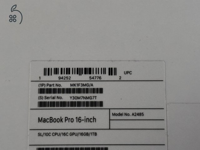 Macbook Pro 16 (2021) - Apple M1 Pro - 1 TB SSD Ajándék Tokkal