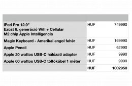 iPad Pro 12.9 hüvelykes Ezüst 6. generáció Wifi + Cellular M2 chip Apple Intelligencia 