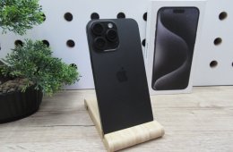 Apple iPhone 15 Pro Max – Black Titanium – Titán stílus, 5× optikai zoom – 256 GB – Használt, karcmentes – 3 hónap garanciával