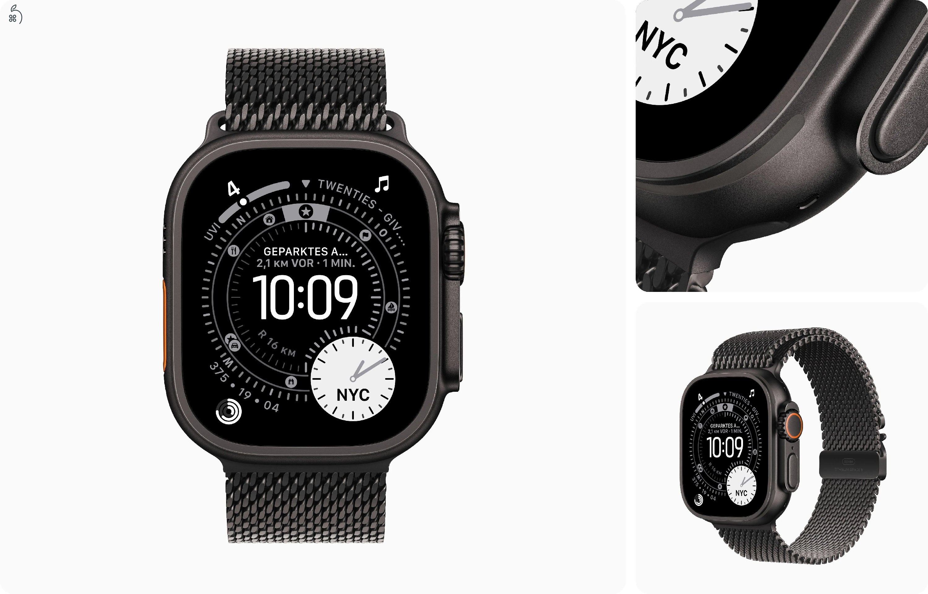 Apple Watch Ultra 3 - Titán Natúr / Titán Black 49 mm Milanaise - bontatlan, 1 év Apple garancia 