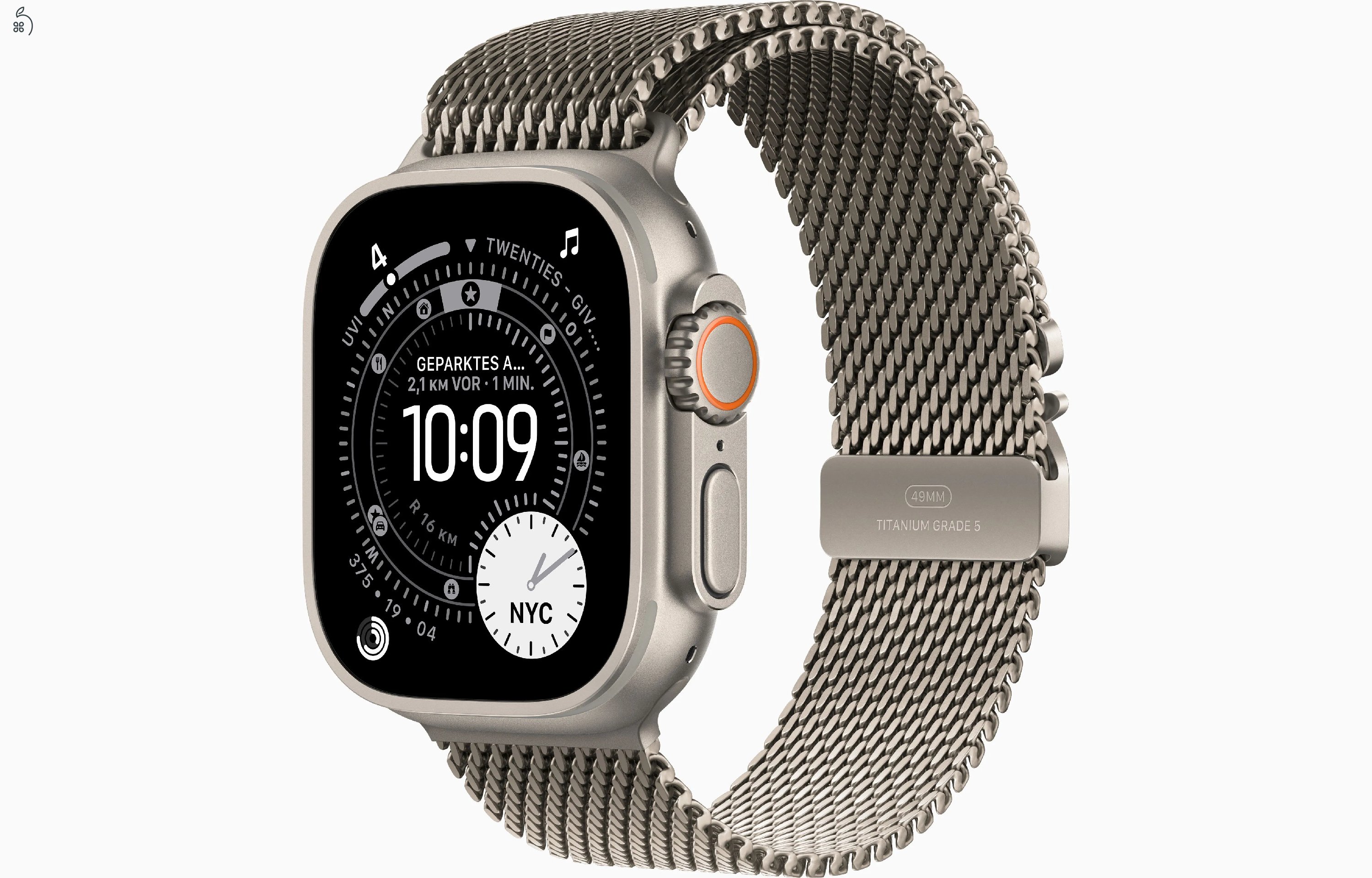 Apple Watch Ultra 3 - Titán Natúr / Titán Black 49 mm Milanaise - bontatlan, 1 év Apple garancia 