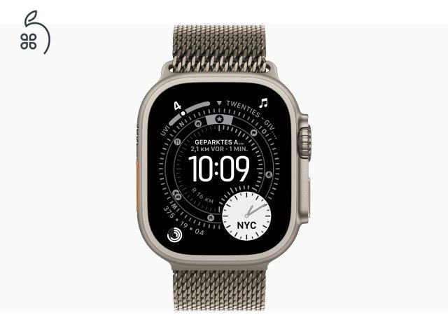Apple Watch Ultra 3 - Titán Natúr / Titán Black 49 mm Milanaise - bontatlan, 1 év Apple garancia 