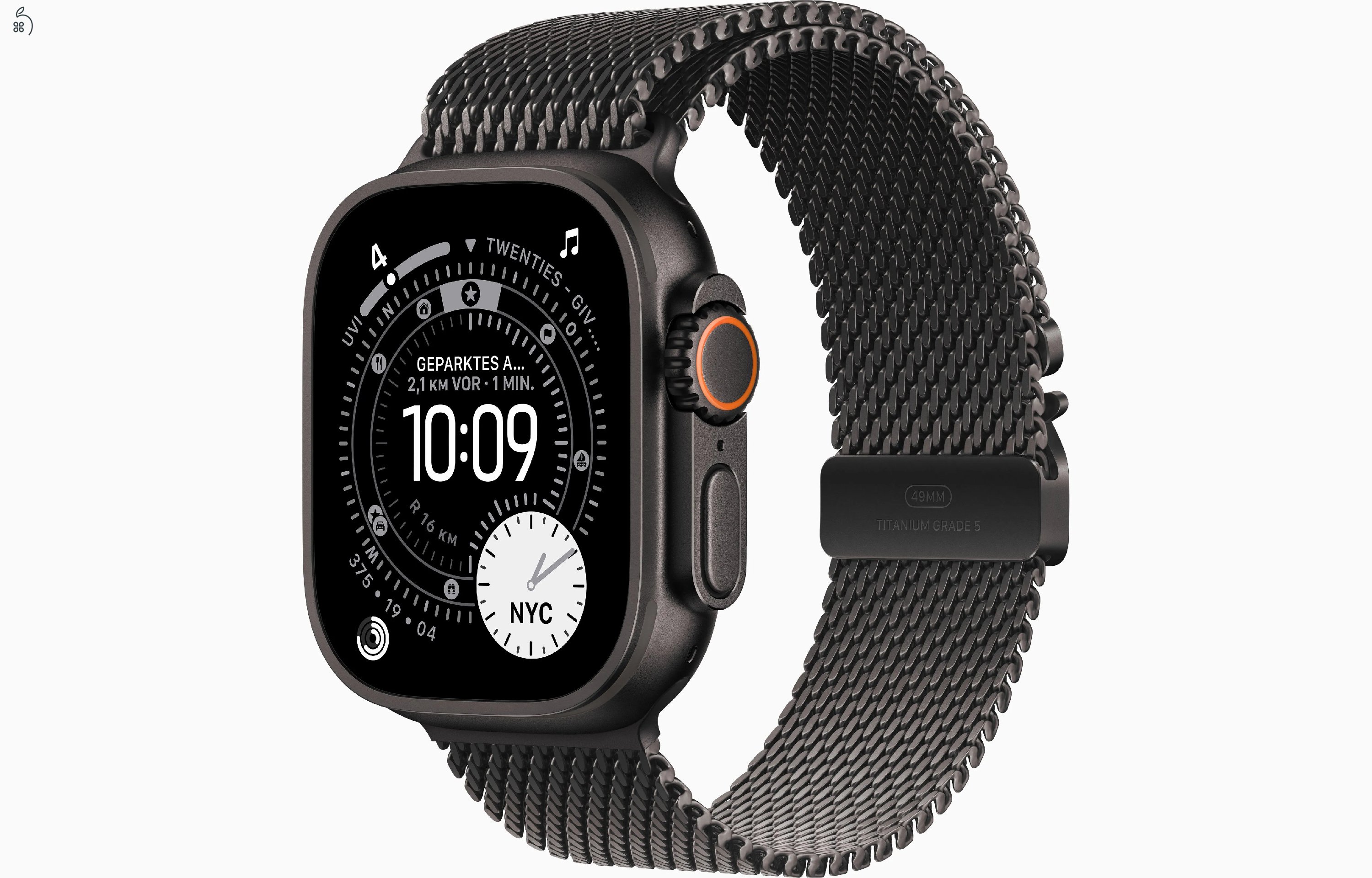Apple Watch Ultra 3 - Titán Natúr / Titán Black 49 mm Milanaise - bontatlan, 1 év Apple garancia 