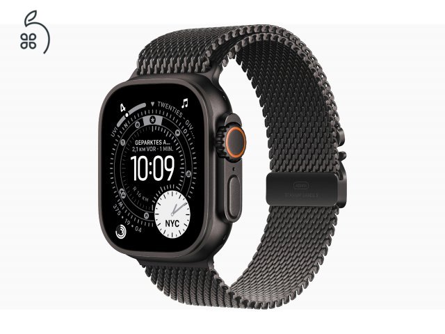 Apple Watch Ultra 3 - Titán Natúr / Titán Black 49 mm Milanaise - bontatlan, 1 év Apple garancia 